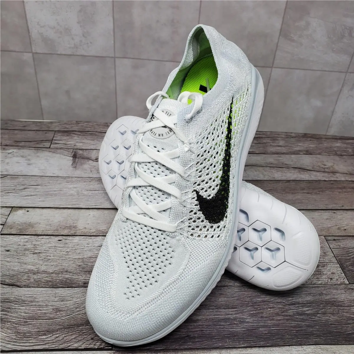 Nike Free RN Flyknit 2018 White Platinum Women’s Size 12 942839-100