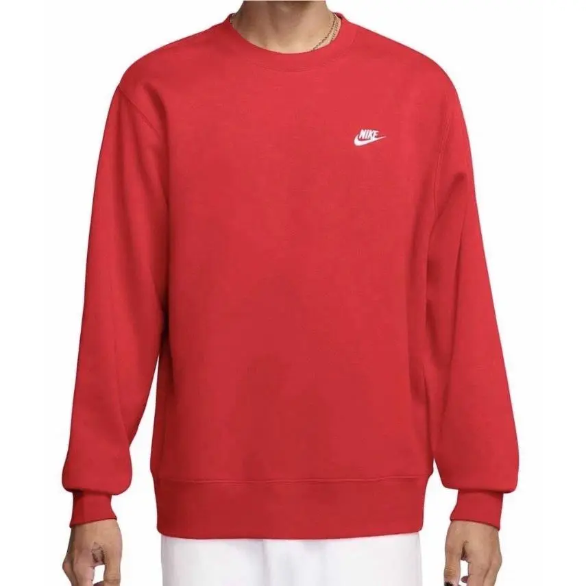 Men’s  Club Fleece Crew University Red White FN3886-657 Sz Large by Nike