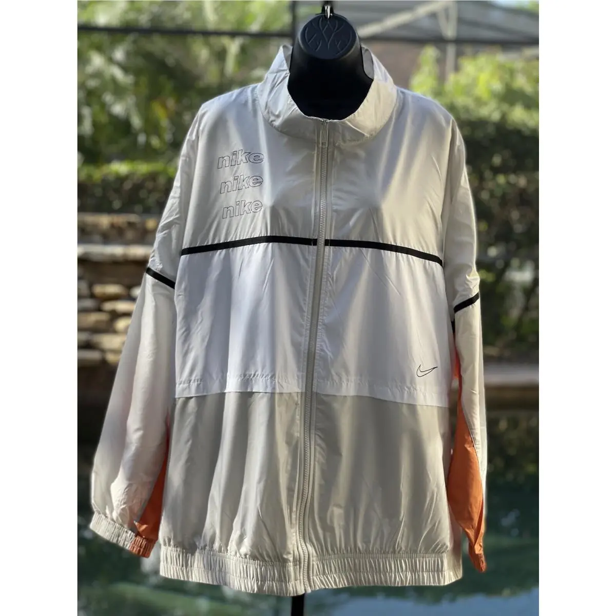 Nike Women`s Plus Size Woven Track Jacket 2X - White/tan/apricot Activewear