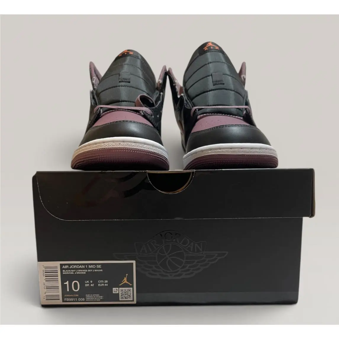 Nike Air Jordan 1 Mid SE Black Sky J Orange Men`s Size 10 Sneakers