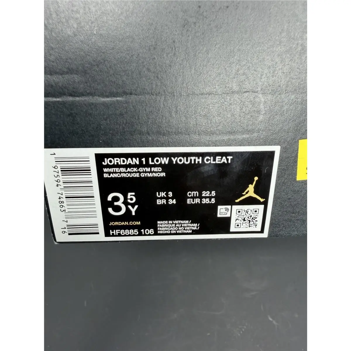 Nike shoes - Jordan 1 Low Youth Cleat - White / Black-Gym Red (UPC: 197594749481) 7