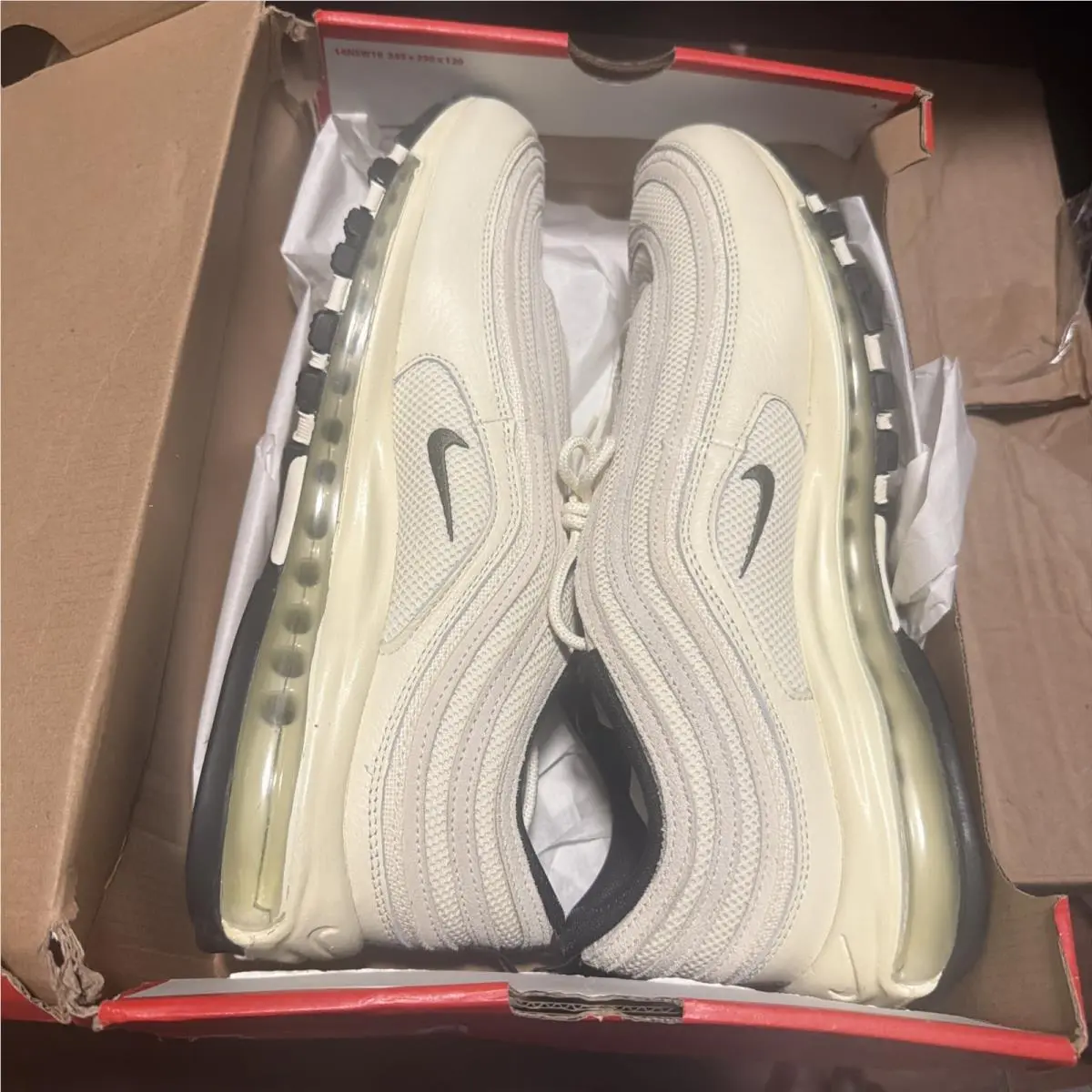 Size 13 Nike Air Max 97 NB 2 Coconut Milk Black Sneakers