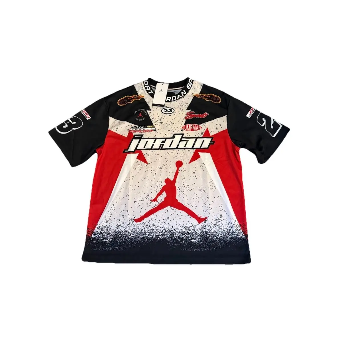 Nike Air Jordan Motorsport Cement 23 Racing Jersey Shirt IB8813-011 Size Large