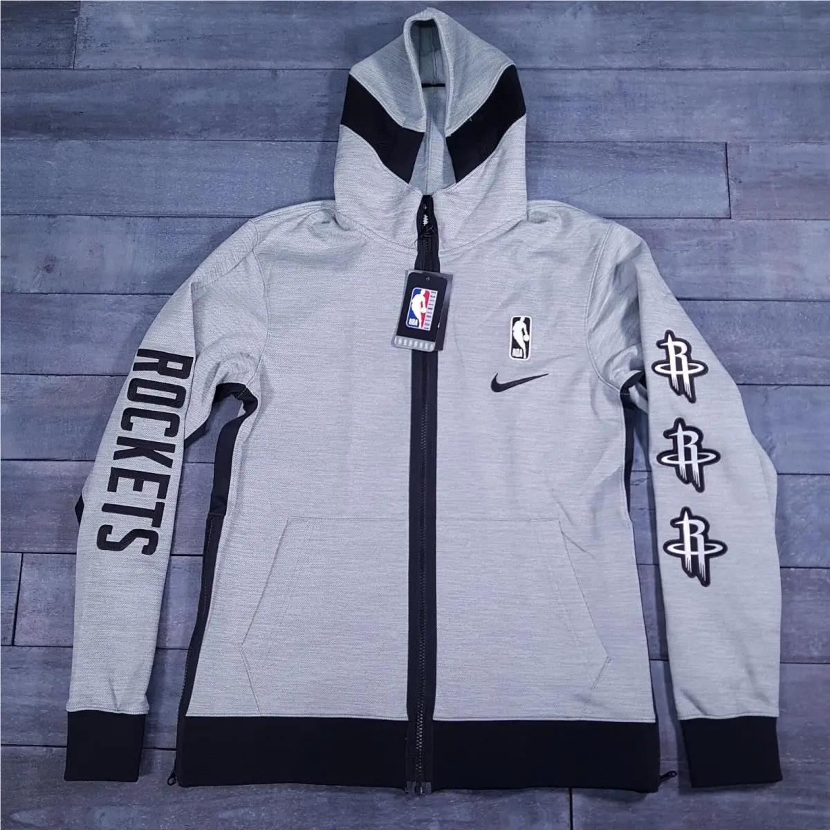 Nike Nba Houston Rockets Therma Flex Showtime Hoodie Jacket Mens Small Grey