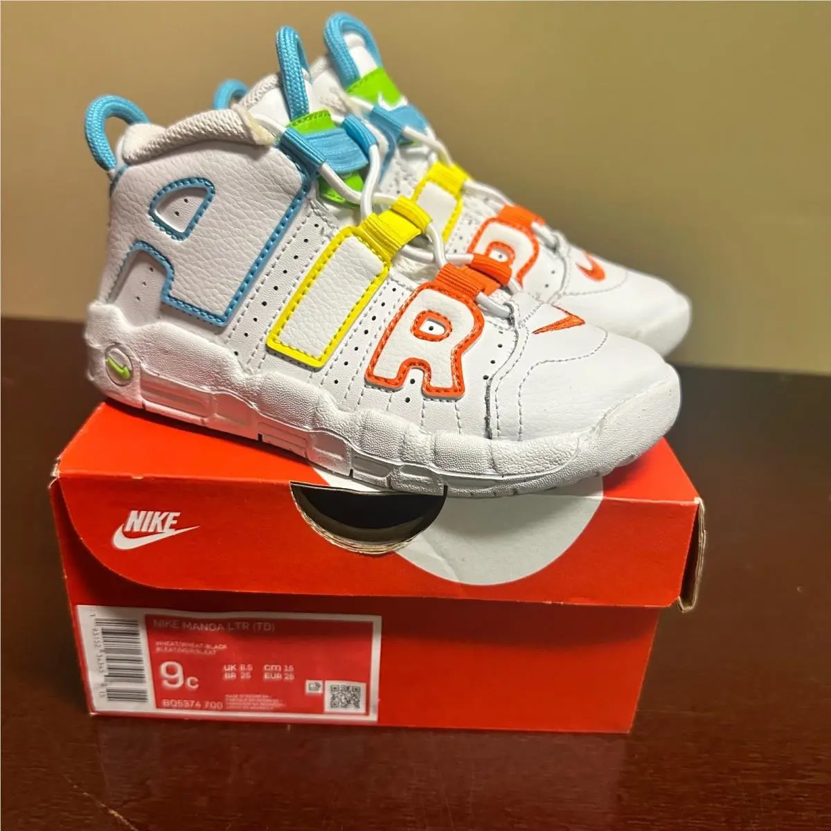 Nike Air More Uptempo Mid White Rainbow - FJ4624-100 Kids Size 9C
