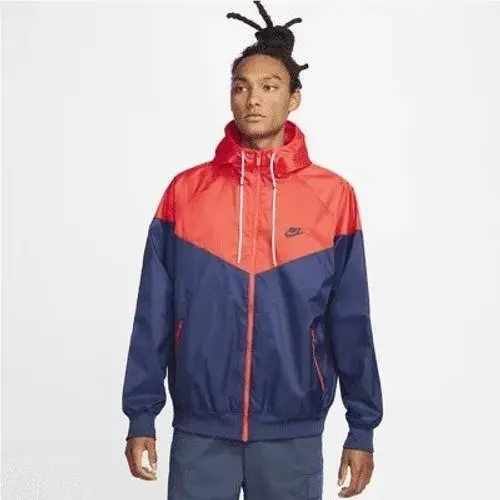 Nike Windrunner Jacket Red Navy Full Zip Hooded Mens XL DA0001-410