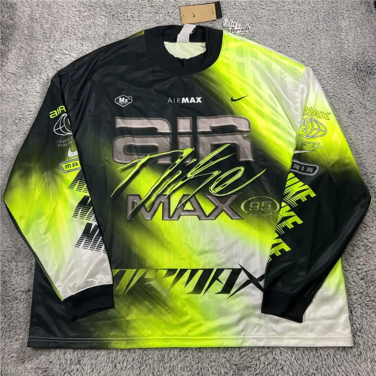 Nike Air Max Culture Of Football Dri-fit LS Soccer Jersey Sz 2XL Men Volt Black