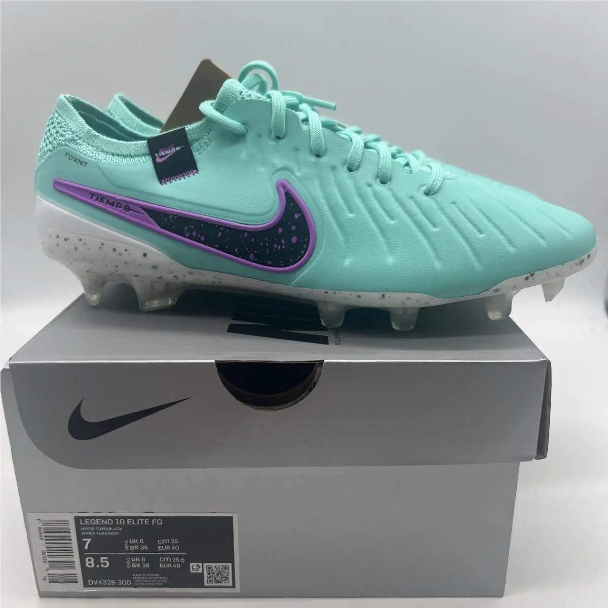 Nike Tiempo Legend 10 Elite Fg P Hyper Turquoise Blue-black Sz 7 DV4328-300
