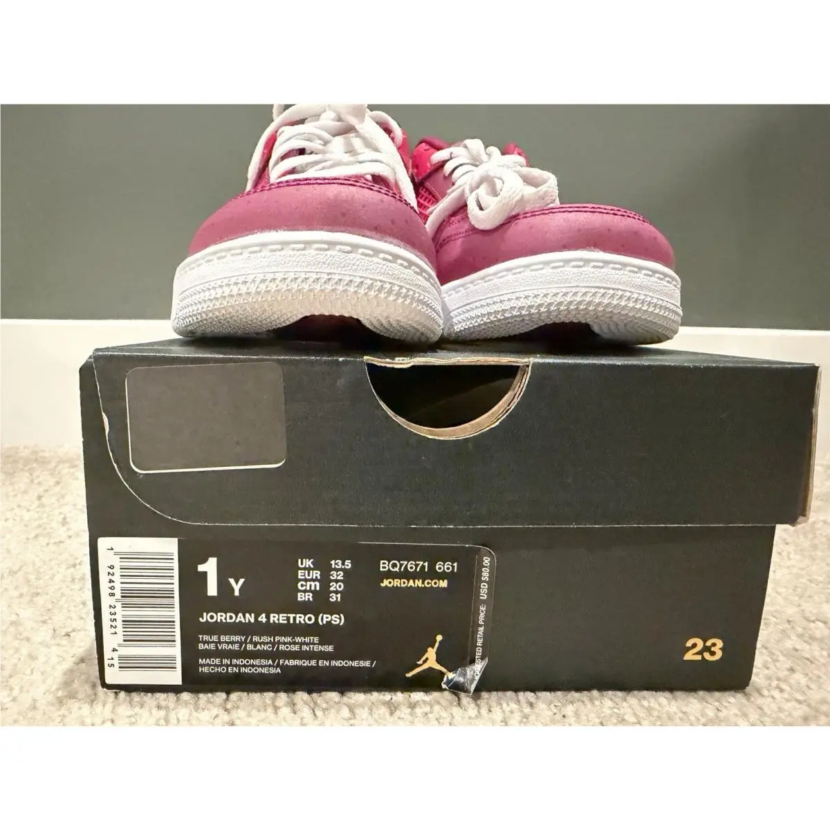 Nike shoes - Air Jordan Retro 4 (PS) - BQ7671 661 - True Berry/Rush Pink-White 3