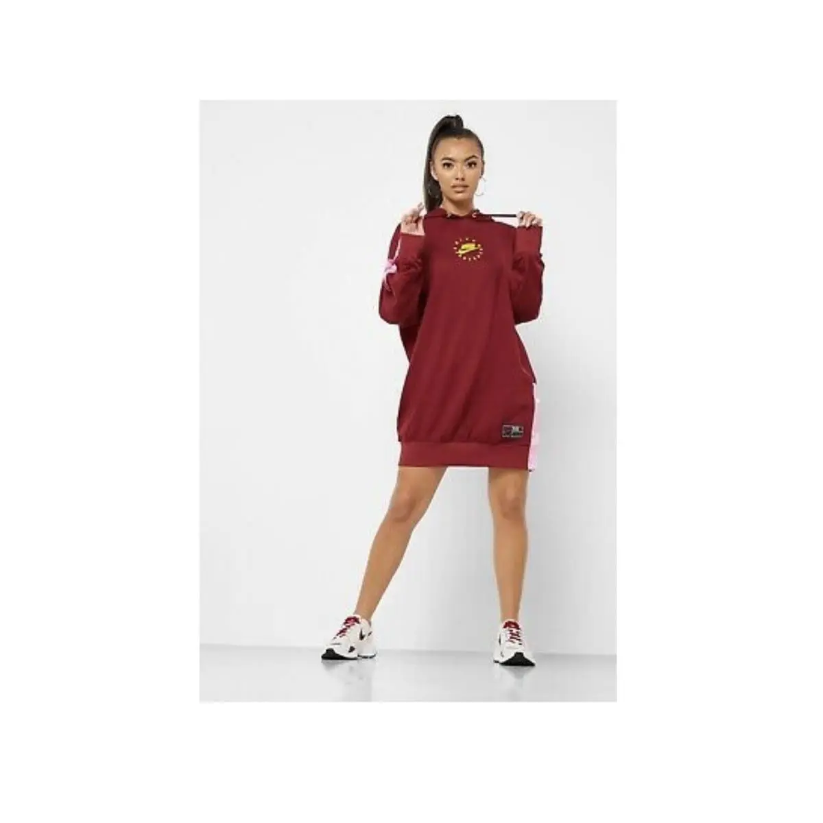 Nike Sportswear Fleece Hoodie Dress Burgundywomen M Pullover