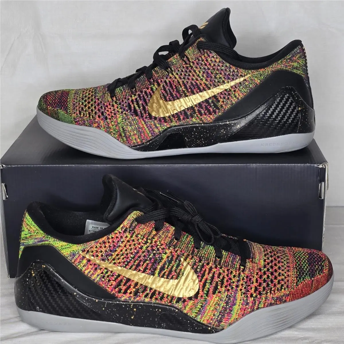 Nike Kobe 9 Elite Low iD Multicolor Flyknit Size 14 DS Rare Custom 677992-991