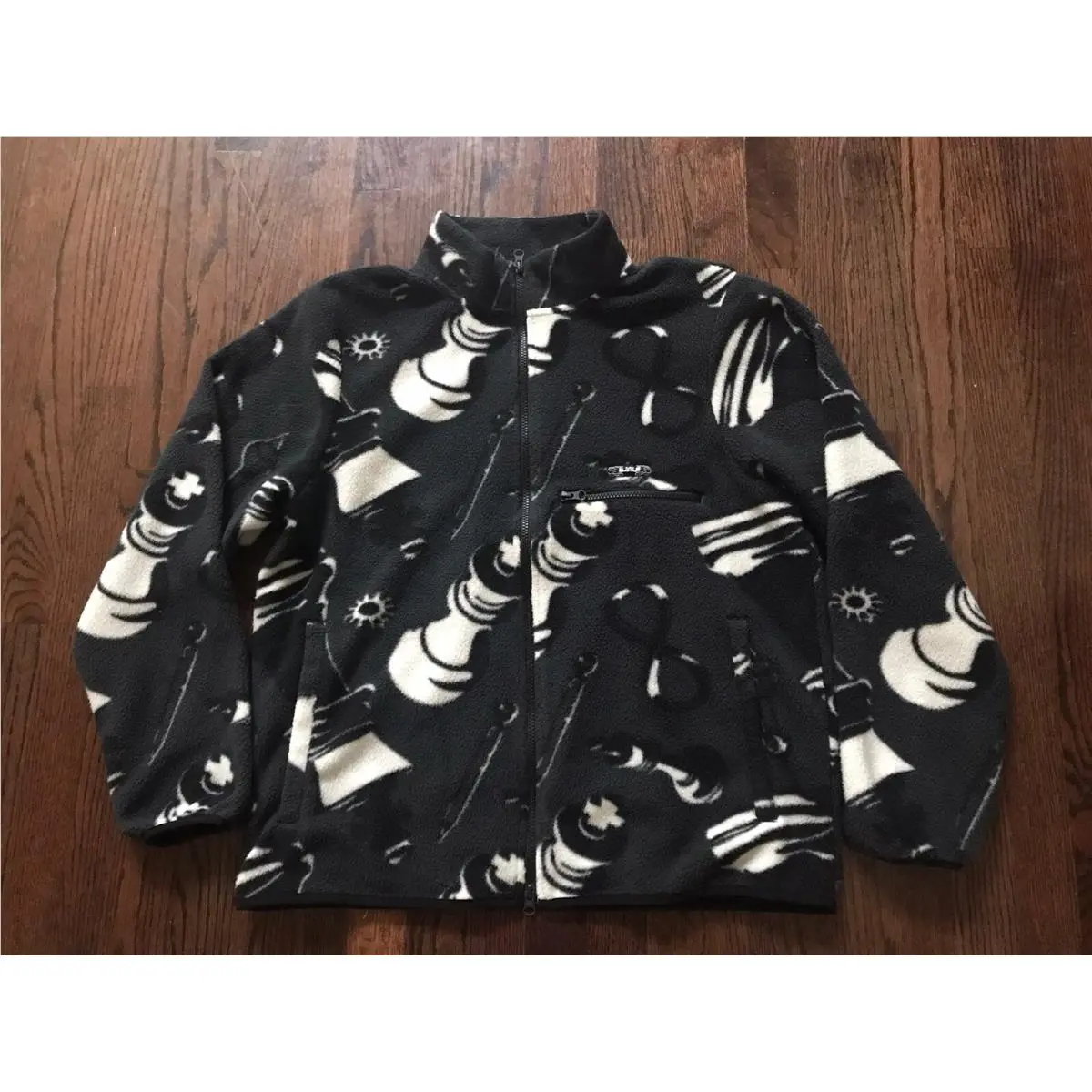 Nike Men Lebron James Allover Print Full-zip Fleece Jacket Black DQ6126-070 Sz L