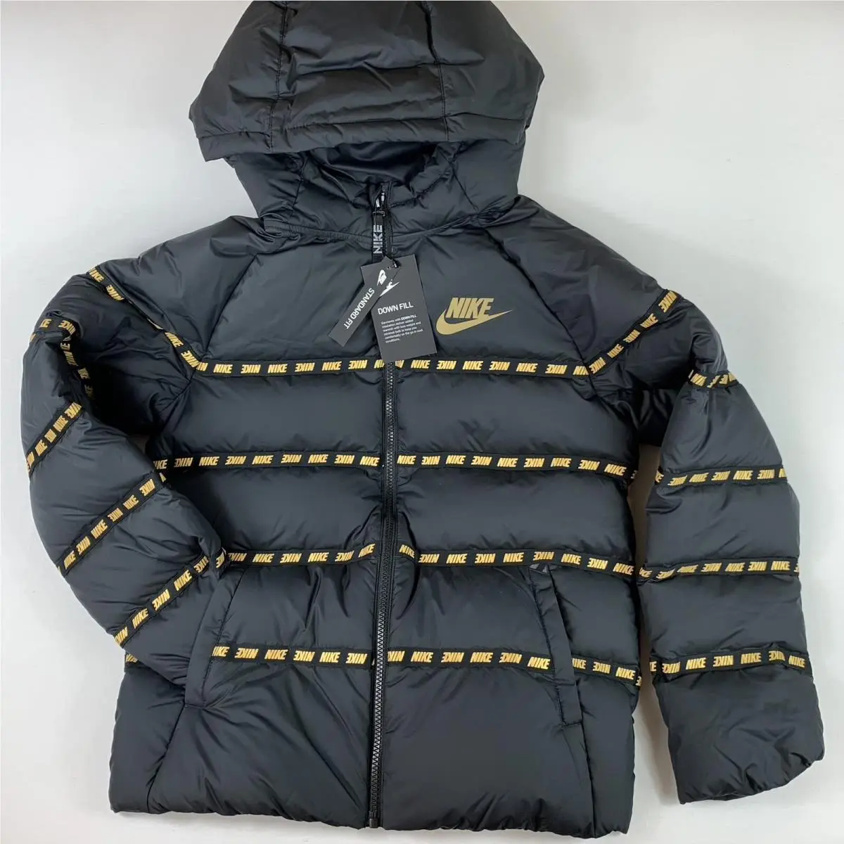 Nike Big Kids Down Full Zip Jacket Metallic Gold Sportswear Size M CU9154-013