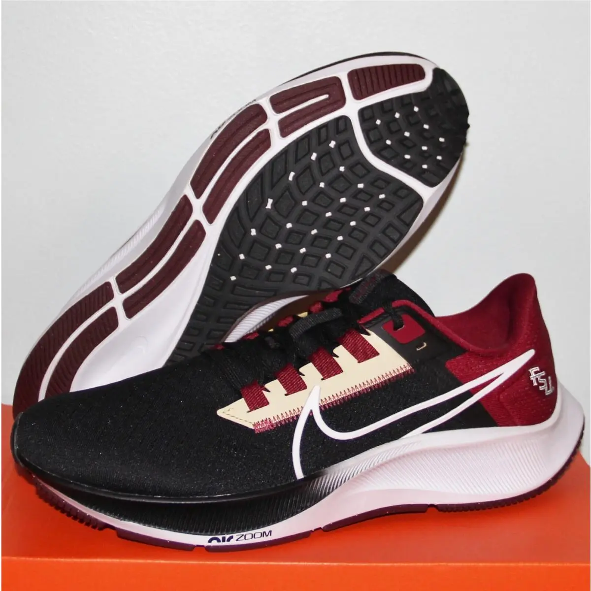 Nike Pegasus 38 Florida State Seminoles Men`s 8.5 Running Shoes DJ0827-001 Fsu