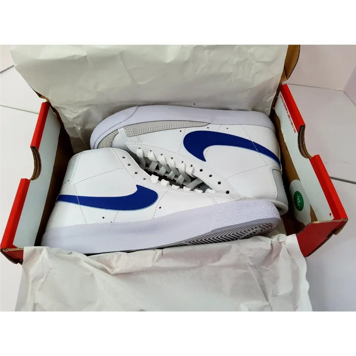 Nike Blazer Mid `77 GS Whitelaser Blue Yellow Ochre Kids Athletic Sneaker 13.5