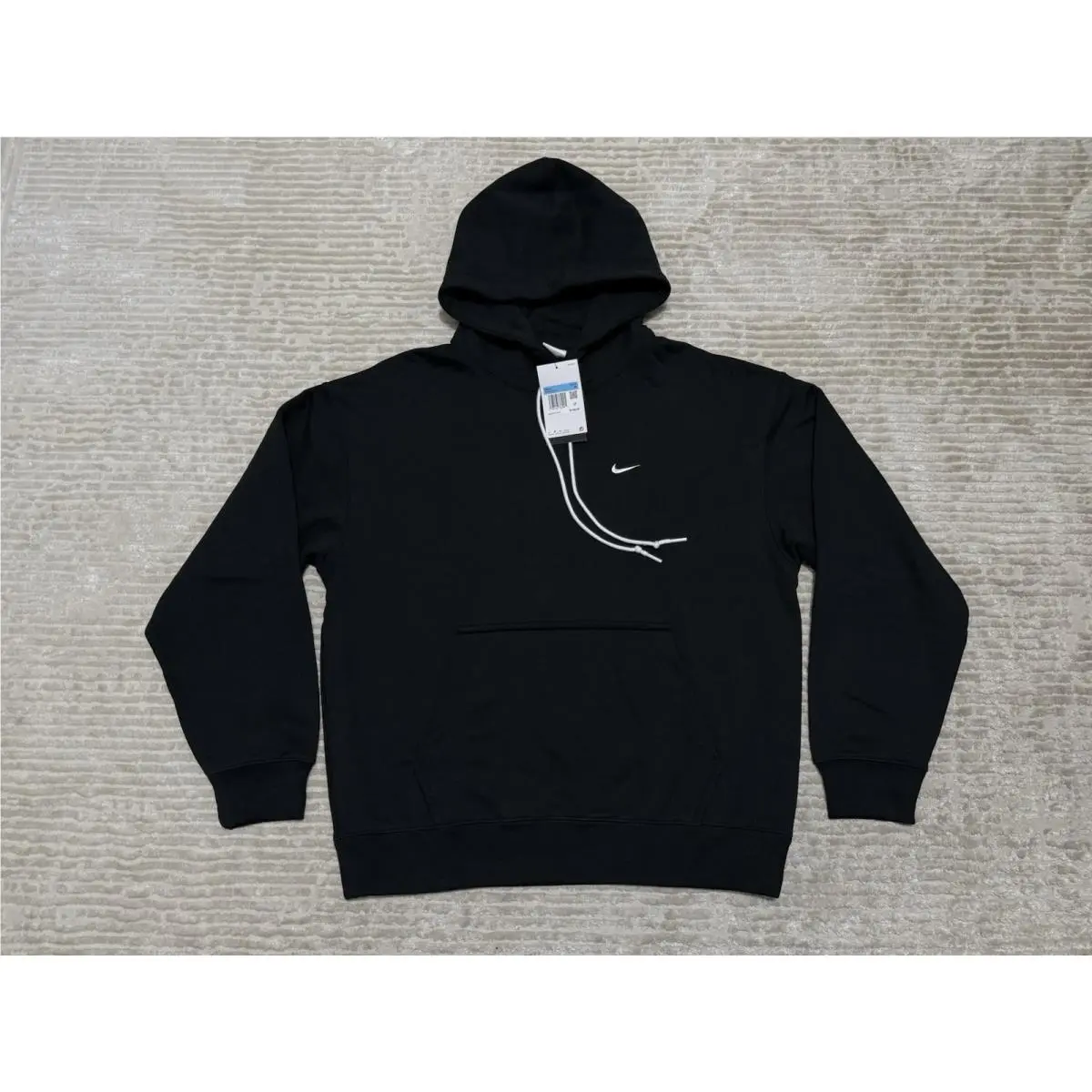 Nike Solo Swoosh French Terry Heavyweight Pullover Hoodie Black - Medium