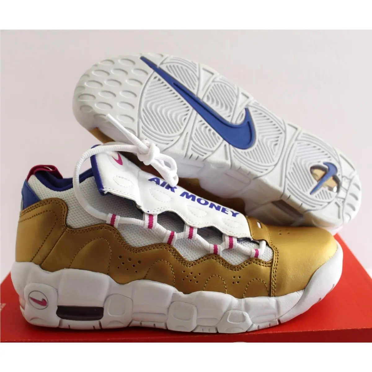 Nike Air More Money GS White-fuchsia Blast SZ 5Y-WOMENS SZ 6.5 AH5215-101