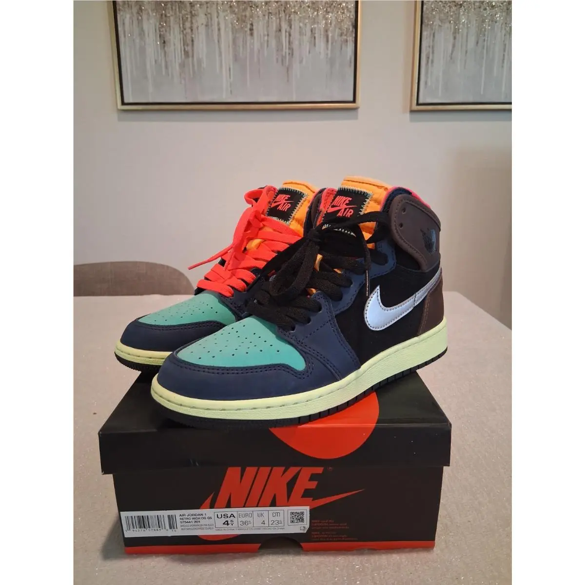 Nike Air Jordan 1 Retro High OG GS Tokyo Bio Hack 575441-201 Size 4.5Y