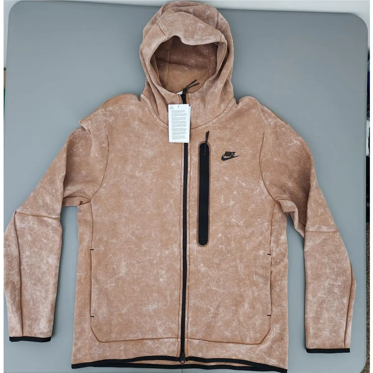 Men`s Tech Fleece Washed Full-zip Hoodie Jacket Mineral Clay DM6515-215 L by Nike