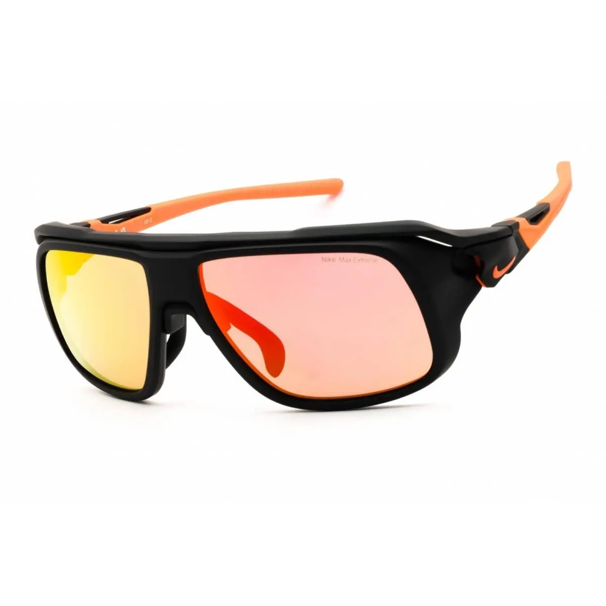 Nike Unisex Sunglasses Matte Black Full Rim Frame Flyfree Soar 24 E EV24024 008 - Frame: Matte Black, Lens: Road Orange