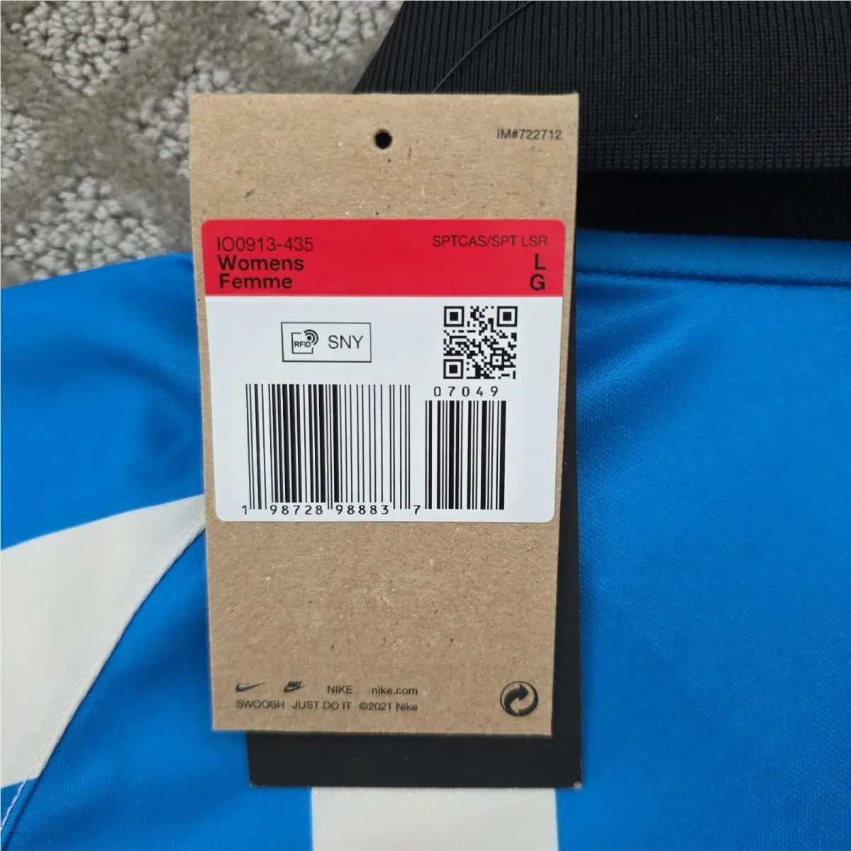 Nike clothing - Nike Sportswear Oversized Jersey - Sportswear Oversized Jersey - IO0913-435 - Light Photo Blue / Chalk / Black (UPC: 198728988837) 5