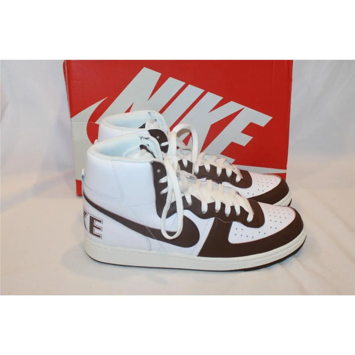 Nike Men`s Retro Terminator High Leather Sneakers White Cocoa Sz 11.5