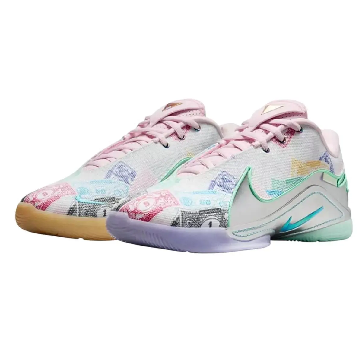 Nike Monopoly Lebron Xxii 22 QS Currency Athletic Shoes Mens 9 White Pink