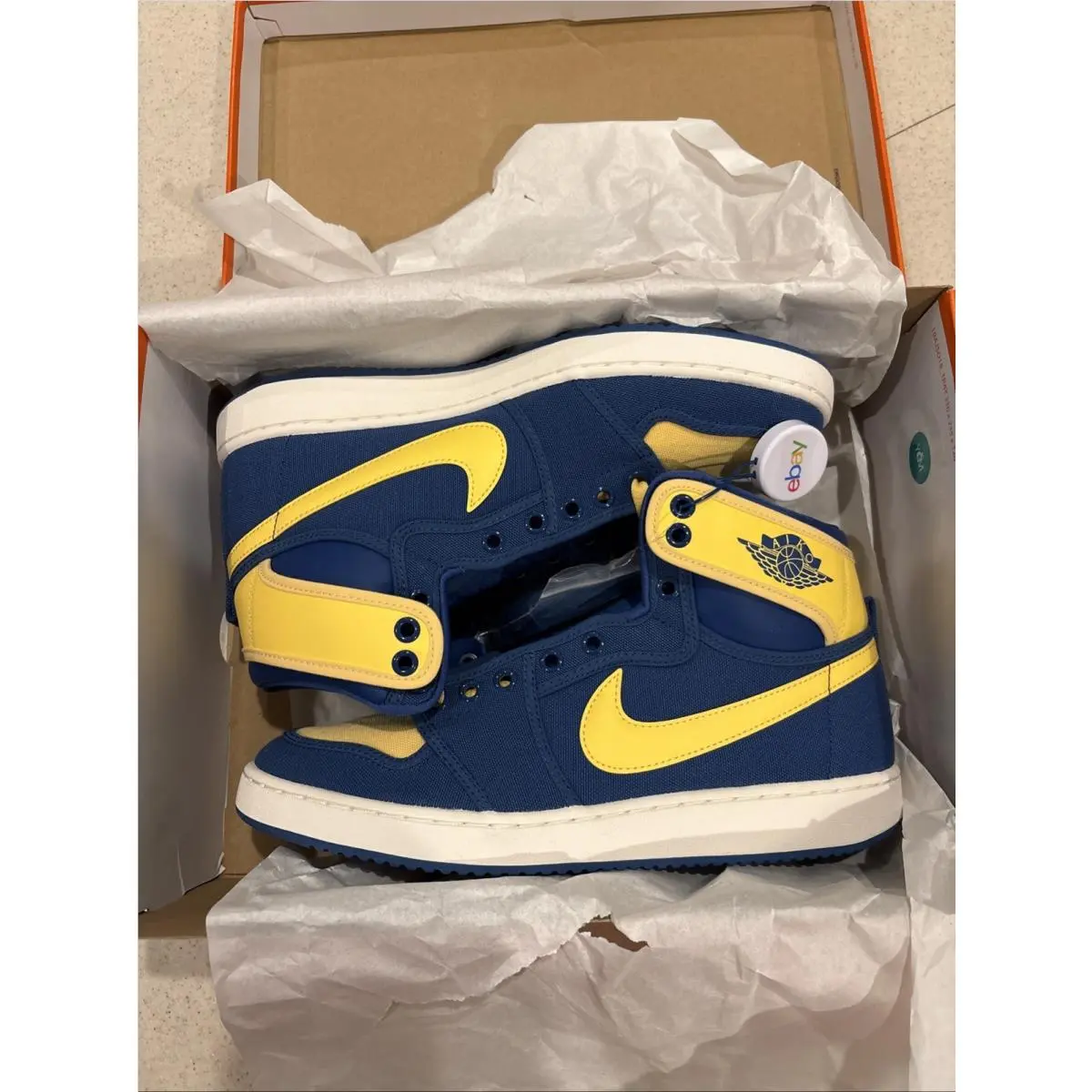 Nike Air Jordan 1 Ajko True Blue Topaz Gold Size 9.5 Box