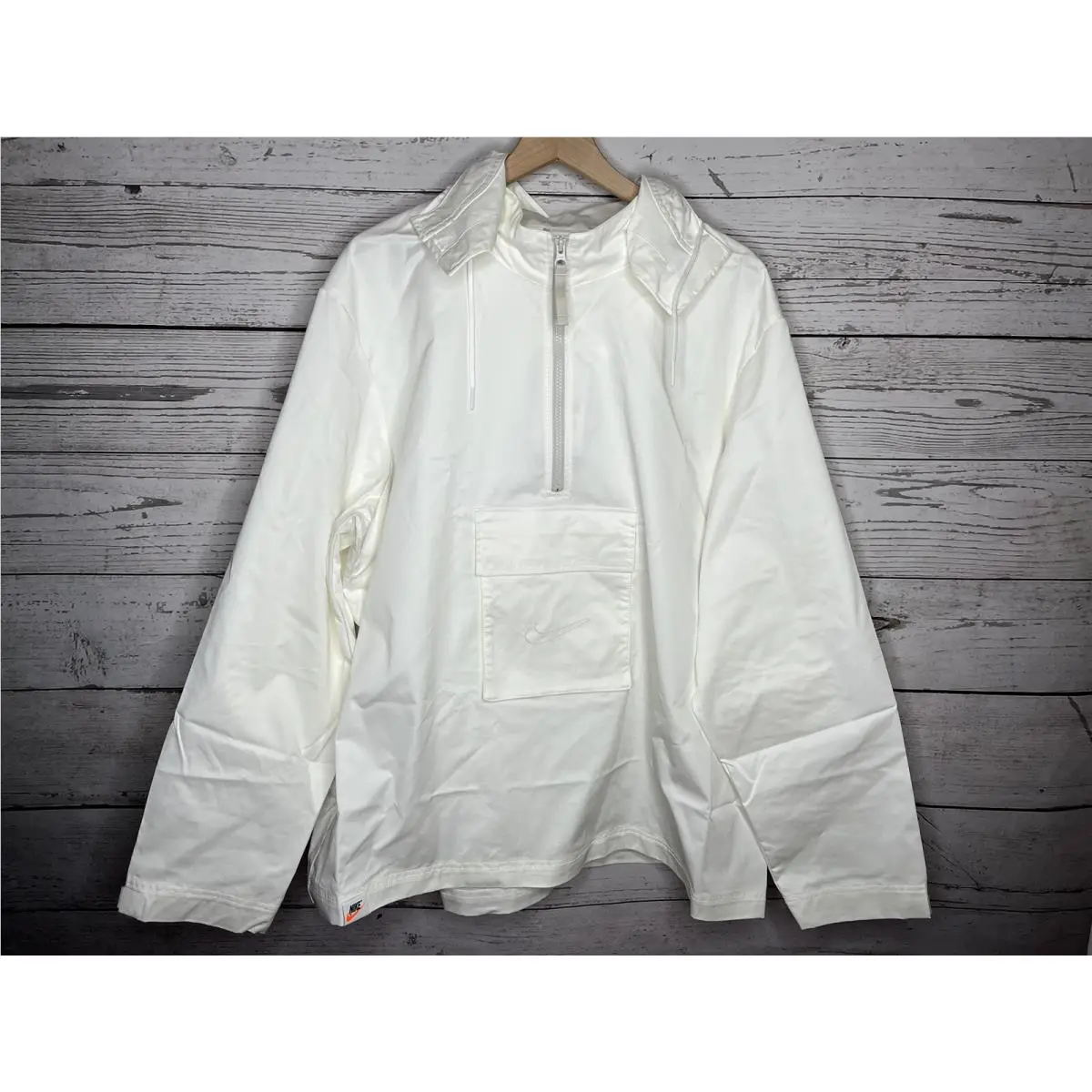 Nike Mens White 1/4 Zip Anorak Waffle Premium Hooded Jacket Size Xxl 2XL