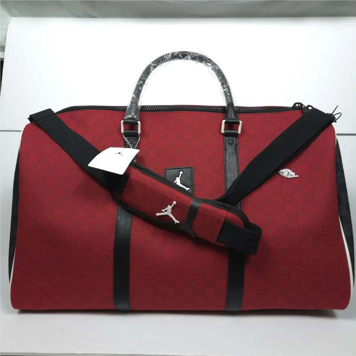 Jordan Nike Monogram Luxury Duffle Bag Varsity Red 40L Luggage Travel LM0759-H15