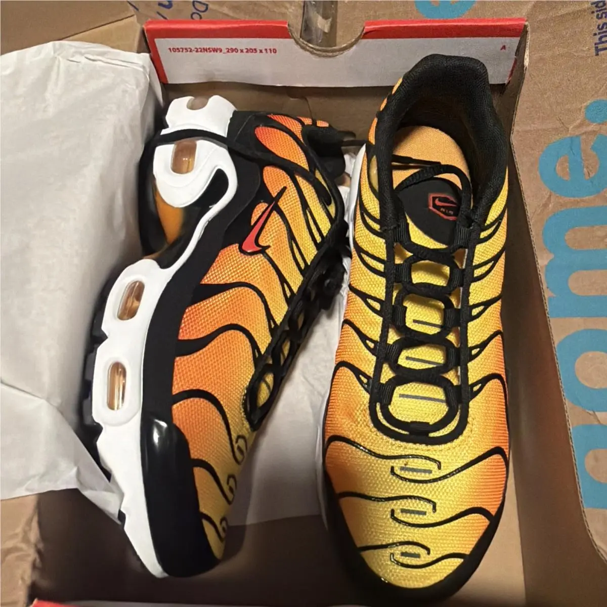 2018 Nike Air Max Plus Sunset Black Youth Running Shoes Size 6.5Y Sz 8 Women