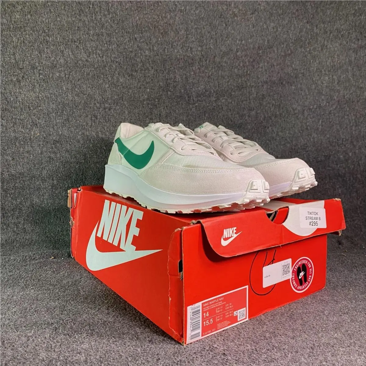 Nike Waffle Nav Sail Light Bone Malachite Mens Size 14 Sneakers FJ4195-101