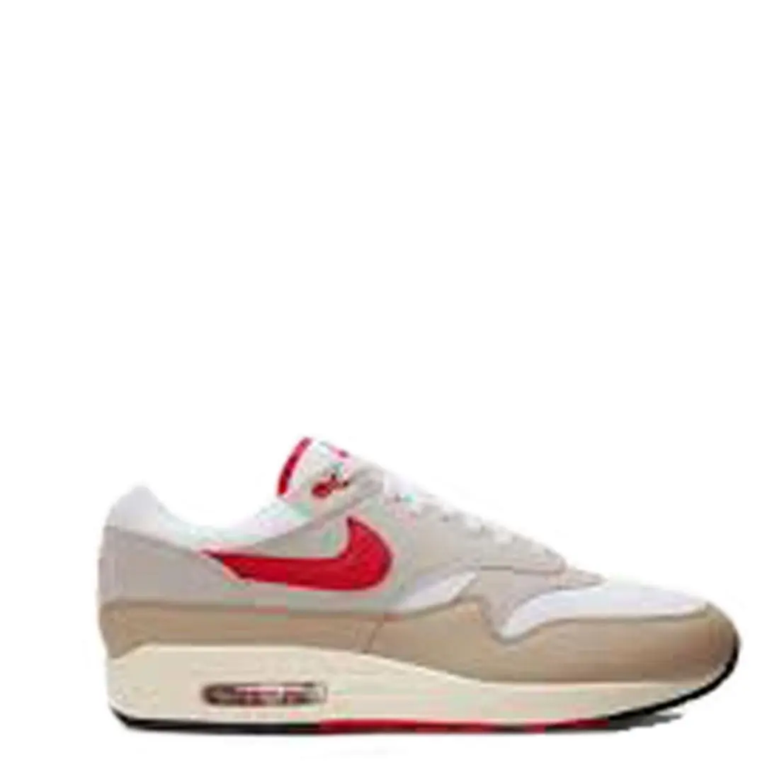 Nike Air Max 1 Since 72 Men`s White University Red Cream II Limestone Size 8.5