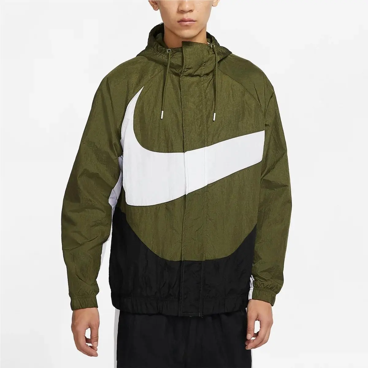 Nike Swoosh Woven Lined Jacket Green Black DD5967-326 Men`s Size Medium