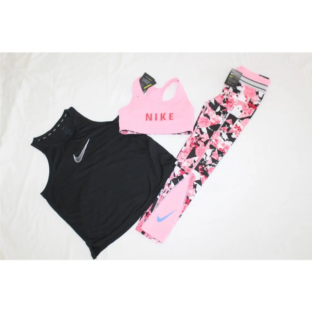Girls Nike SZ L 12-14 Reversible Sport Bra Leggings Shirt Tank