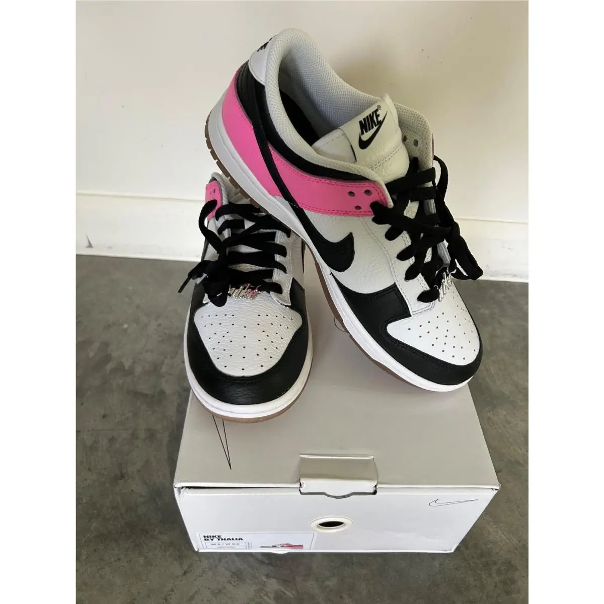 Nike By You ID Dunk Low Black White Pink FJ2253-901 Men 8 / Women 9.5