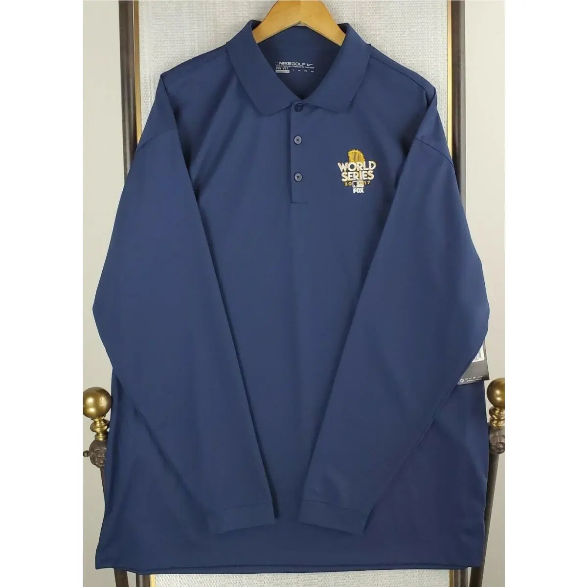Nike Golf x 2017 World Series Size 2XL Mens Blue Long Sleeve Polo Shirt