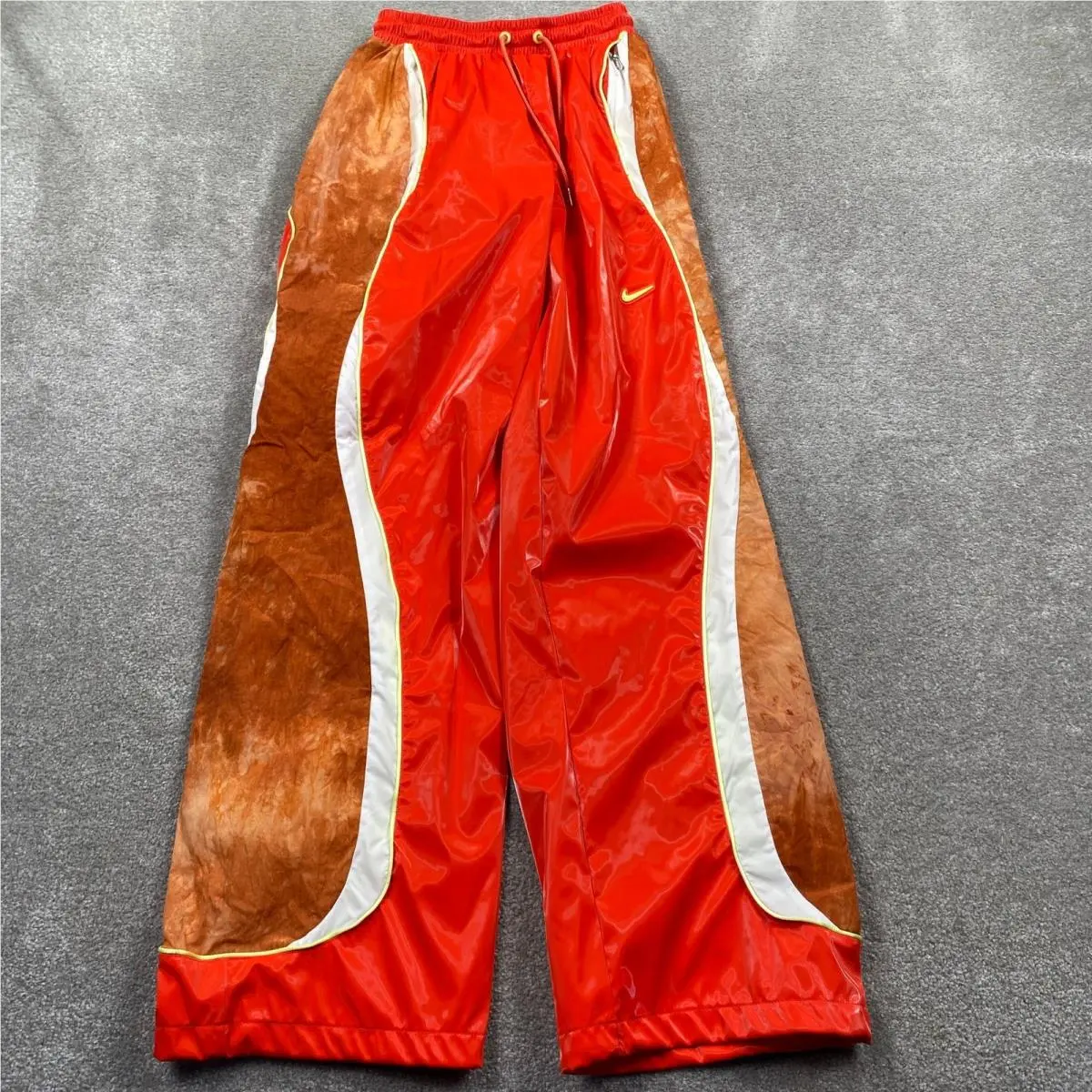 Track Pants Mens XS Orange Glossy Tie-dye Loose Fit Straight Leg HJ3292-696 by Nike