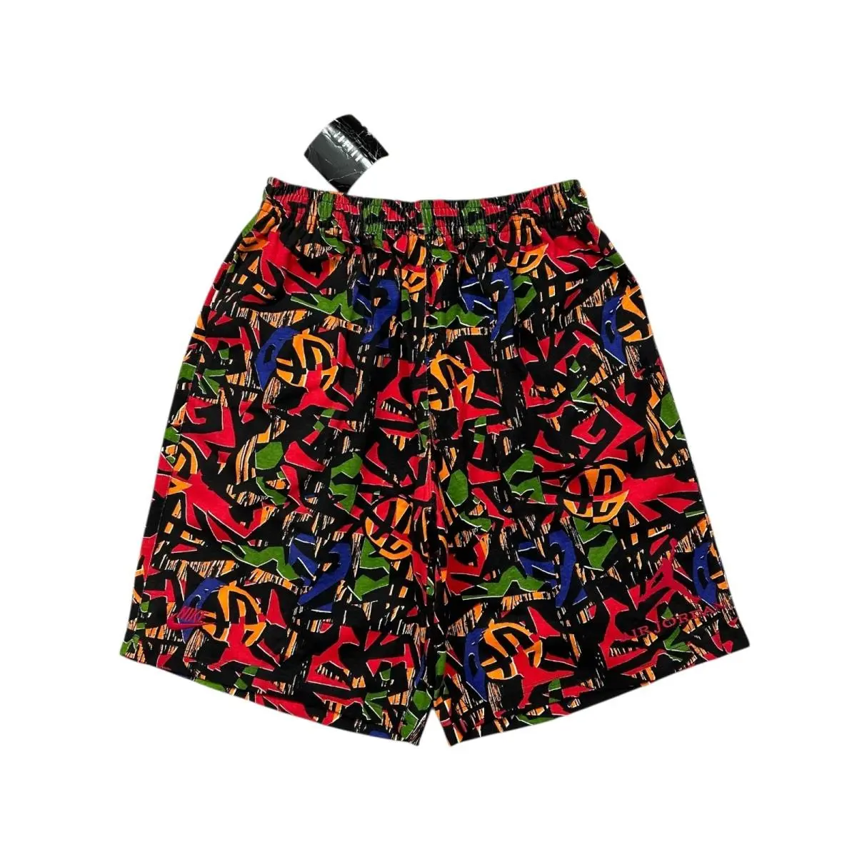 DS Vtg 90s Nba Nike Air Jordan Aop All Over Print Cotton Shorts Abstract L