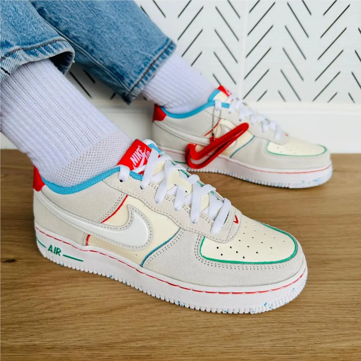 ⭐nike Air Force 1 Big Kids Retro Shoes 6Y Low LV8 Holiday Cookies GS FQ8350-110
