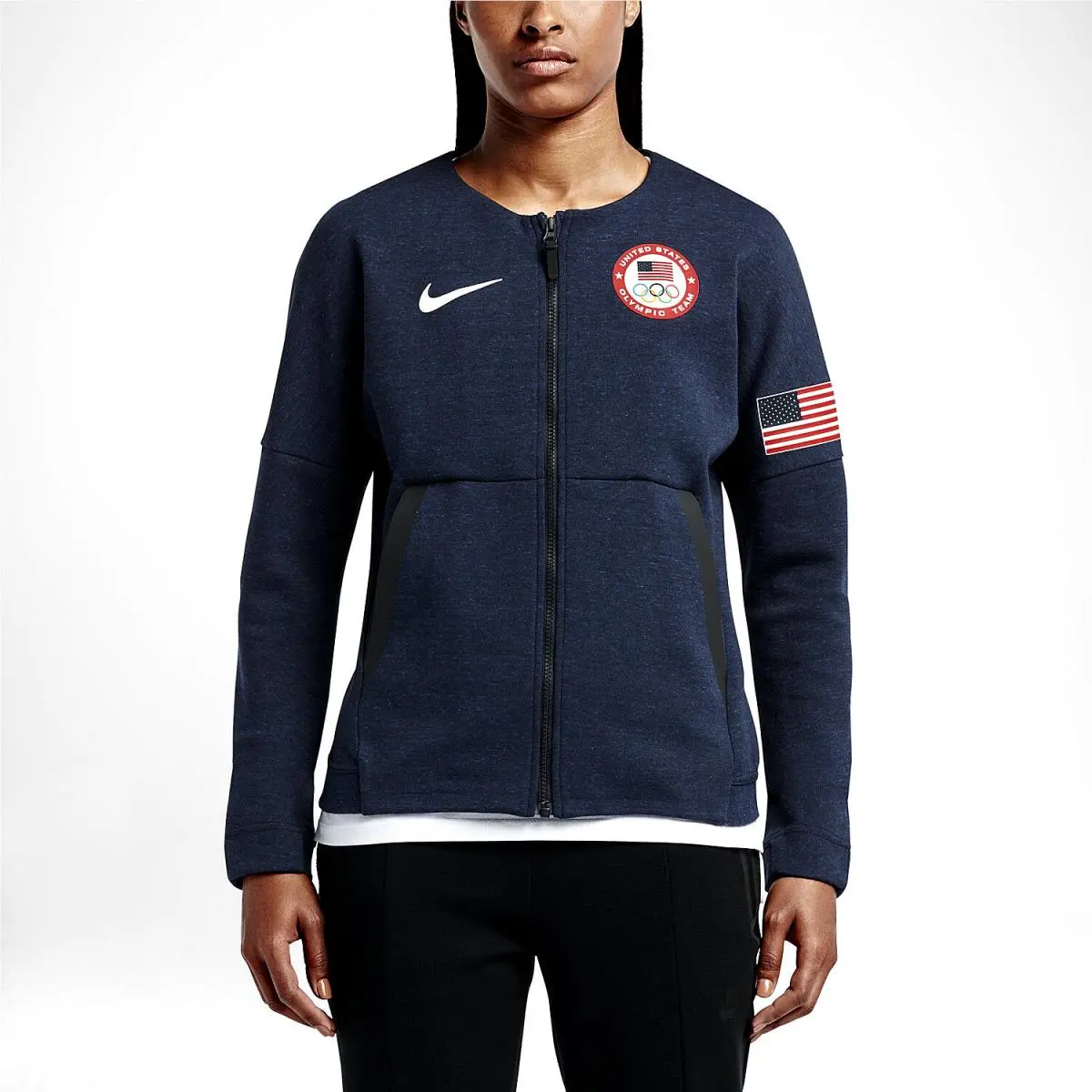 Nike Wmns Usa Olympics Tech Fleece Jacket 806996-473 Obsidian Blue Women`s XL