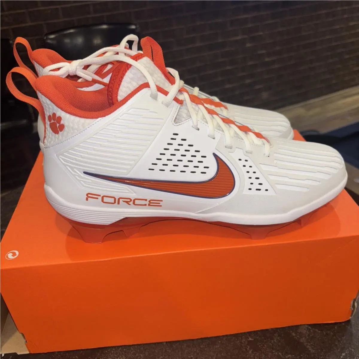Nike Force Savage Pro 3 Clemson Tigers Football Cleats FJ5748-108 Mens Size 13.5