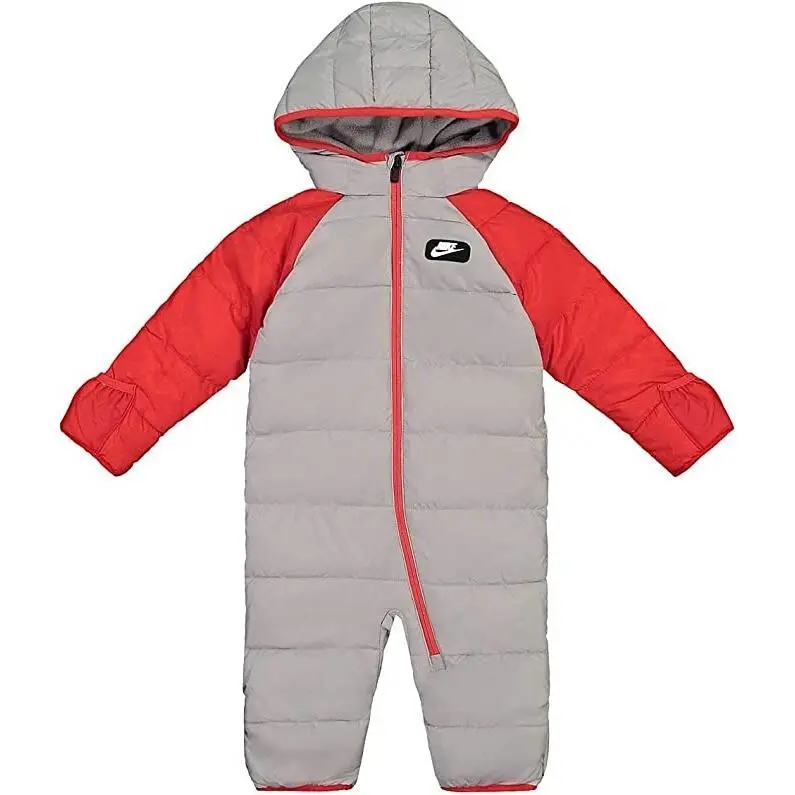 Baby Fleece Lined Puffer Snowsuit Grey Red 56F422-G4R Size Newborn by Nike