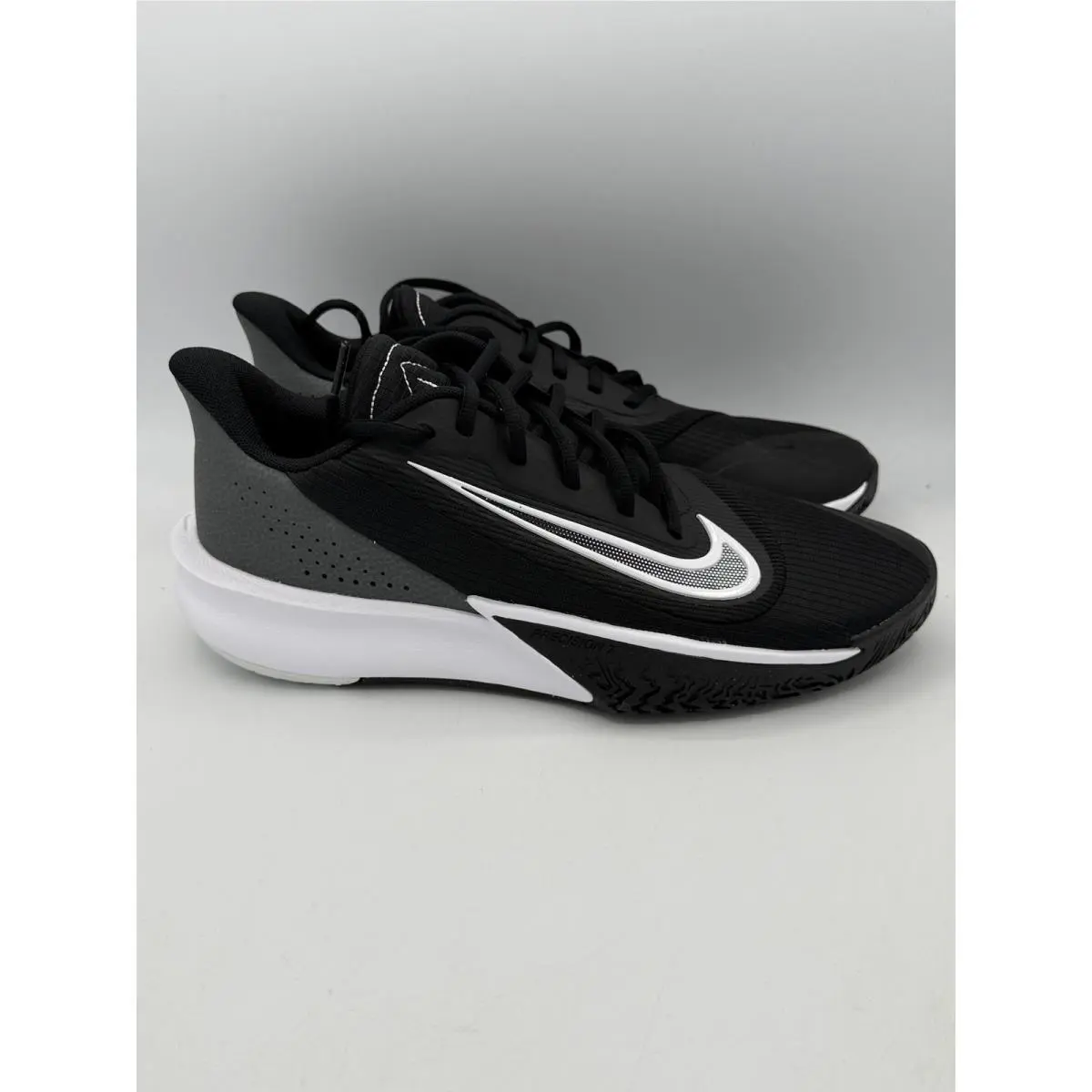 Nike Precision Vii Shoes Mens 9.5 Black White Iron Grey Basketball FN4322-005