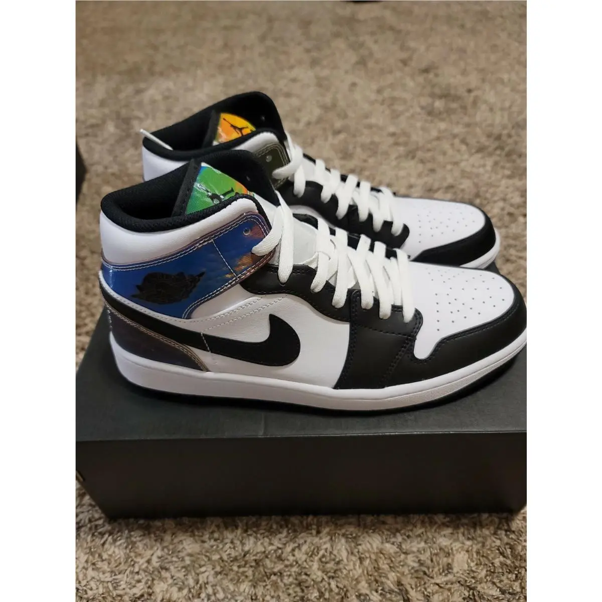 Nike Air Jordan 1 Mid SE `heat Reactive` White Black DM7802-100 Men`s Sizes 10.5