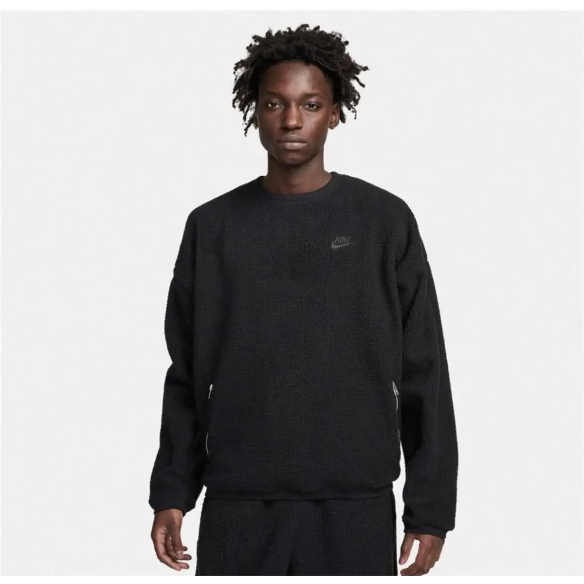 Nike Fleece Sweatshirt Sherpa Crewneck Zip Pockets Men’s Xlarge FB8378-010