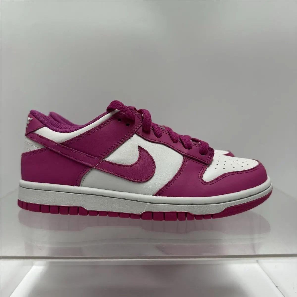 Nike Dunk Low BG FJ0704-100 White Fuchsia Size 5.5Y / Women’s Size 7