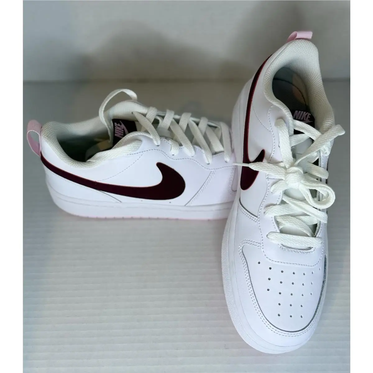 Nike Court Borough Low 2 GS `white Dark Beetroot` BQ5448-120 Shoes Sz 7Y