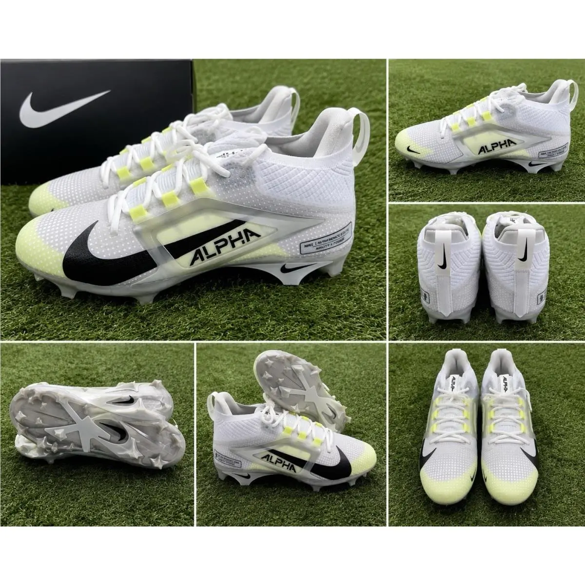 Nike Mens Alpha Menace 4 Pro Molded Football Cleats Size 8.5 White Black Nwob