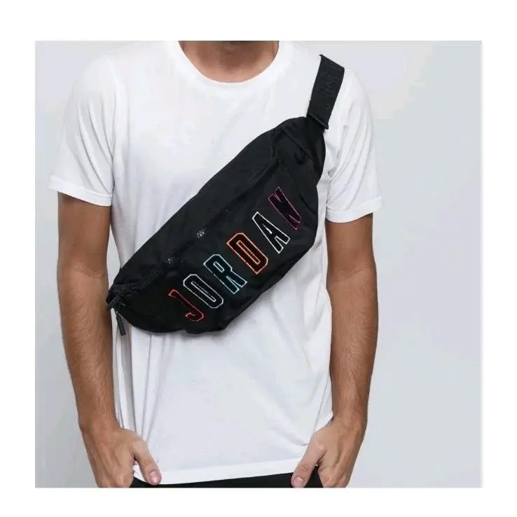 Nike Air Jordan Chenille Multicolor Crossbody Bag Fanny Pack Black Rainbow Logo